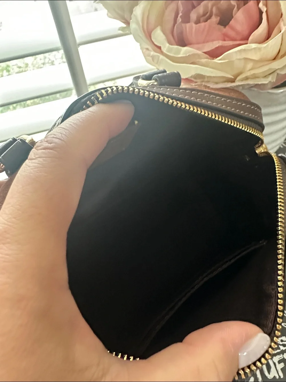 NWT Coach mini Rowan in vintage brown suede